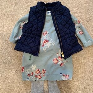 Baby girl matching set with dress, vest & tights